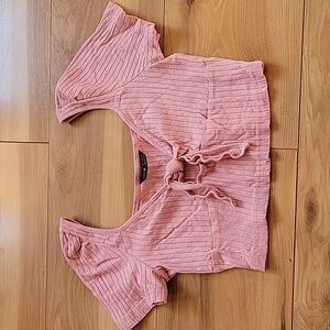 SHEIN Size M Dusty Rose Pink 🌹 Crop Top with Tie